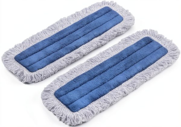 Zflow 18" Microfiber Dust Mop Pads 2-Pack Commercial Washable Blue-0